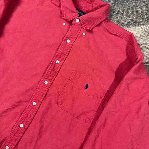 Vintage 1990's Polo Ralph lauren Shirt Size XL Red Collared Button Down - Picture 2 of 3